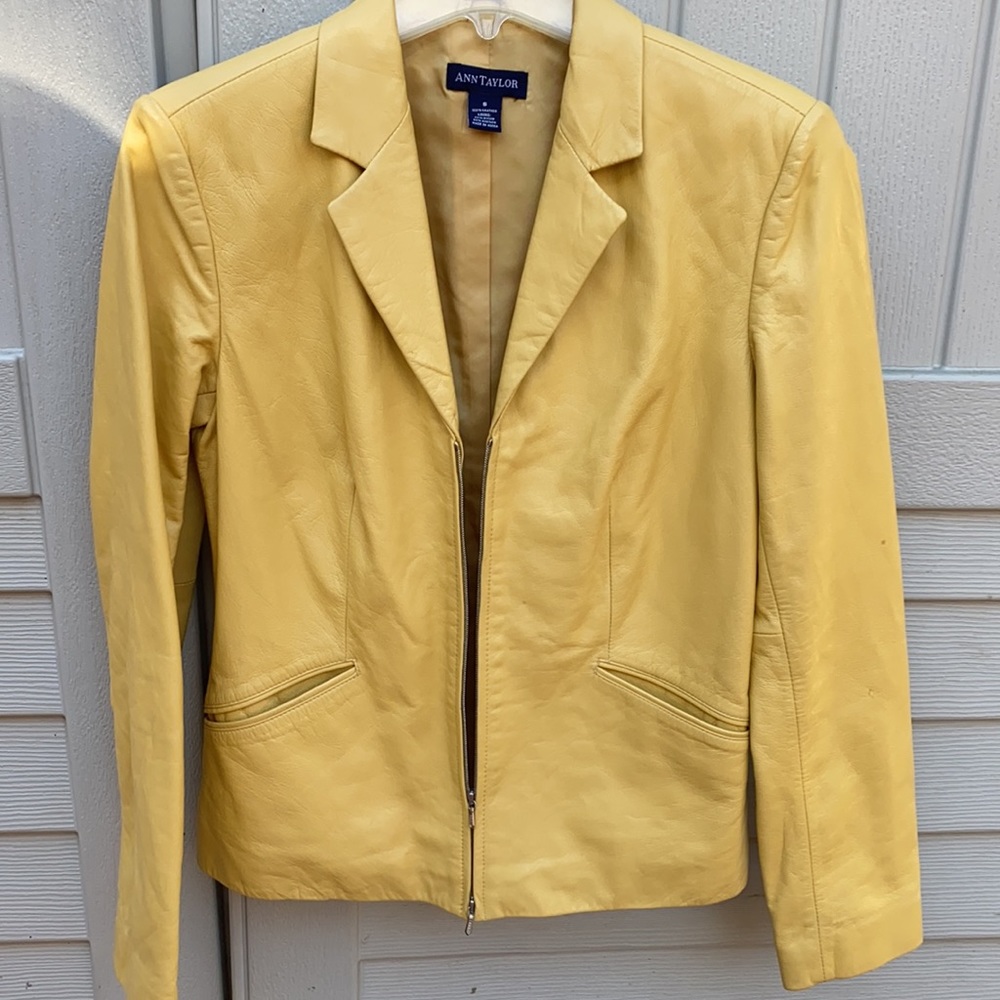 ANN TAYLOR Leather jacket zippered with pockets S